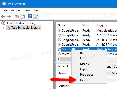Windows 10 Διαγραφή προγραμματισμένης εργασίας 2