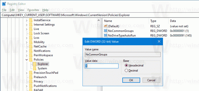 Windows 10 Távolítsa el a gyakori csoportokat a Start menüből