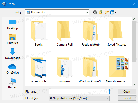 विंडोज 10 कस्टम कॉमन फाइल डायलॉग