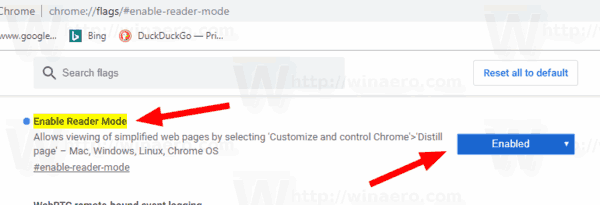 Povolit prohlížeč Chrome v režimu čtečky