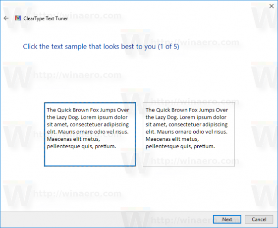 Windows 10 valiku teksti näidisleht 1