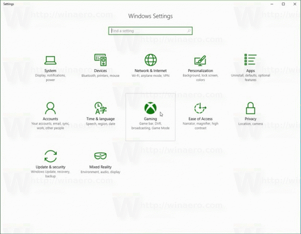Windows 10 mängukategooria