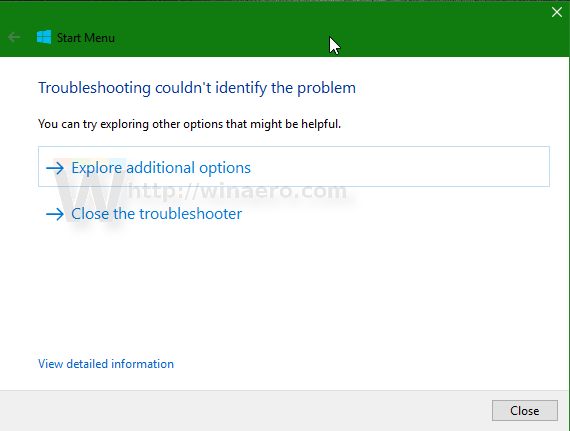 Windows 10 प्रारंभ मेनू समस्या निवारक समाप्त हो गया