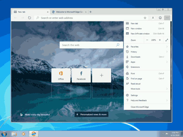 Windows 7 in esecuzione Edge Chromuim