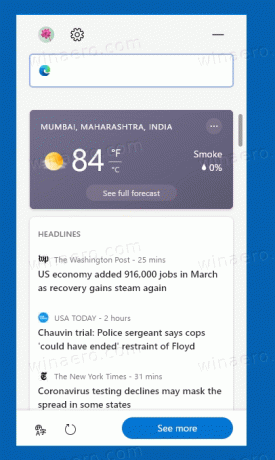 Edge News Widget Pystysuuntainen asettelu Oletus