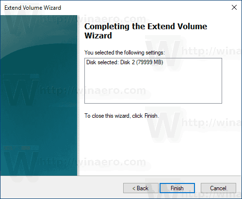 Procedura guidata di estensione della partizione di Windows 10 3