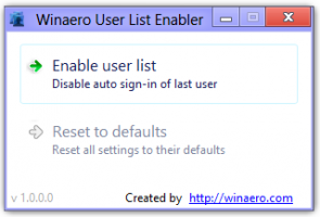 Windows 8 için Kullanıcı Listesi Etkinleştirici