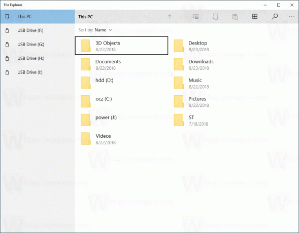 Windows 10 UWP File Explorer -versio 1809 