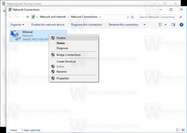 Windows 10 devre dışı bırakma bağdaştırıcısı