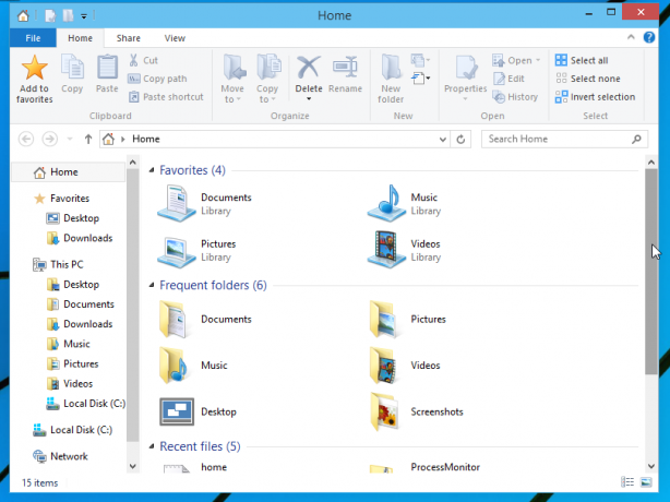biblioteci Windows 10 în folderul Acasă