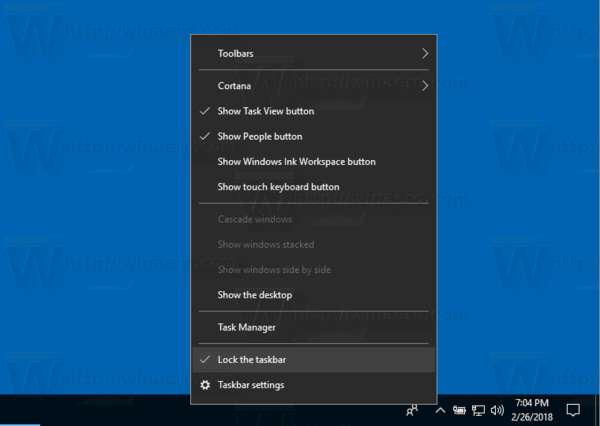 Windows 10 Blocarea barei de activități