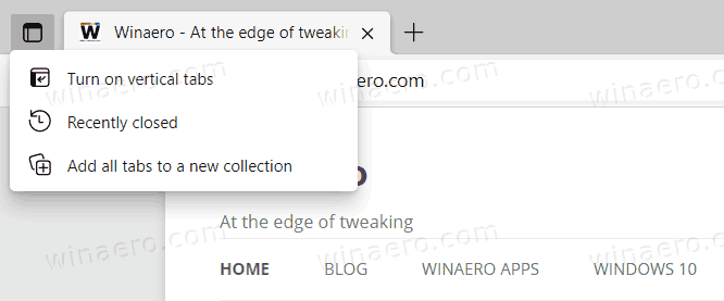 Edge Tabs Actions