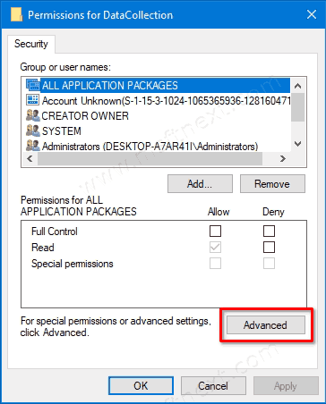 Windows 10 Mainiet reģistra atslēgas atļaujas