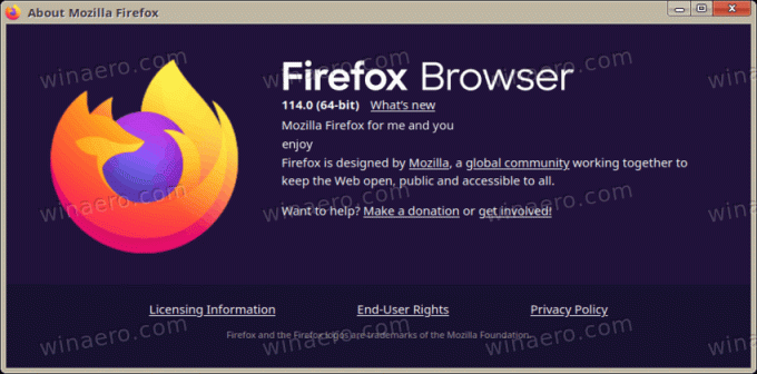 Firefox 114 Относно