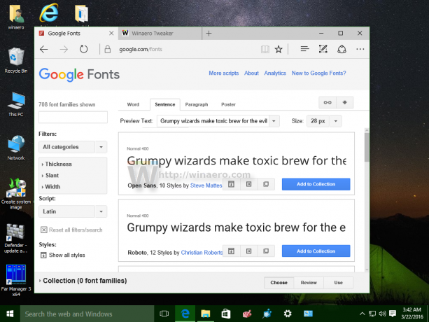 Google Fonts-nettstedet