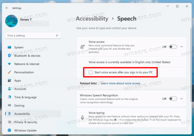 Pornire automată a accesului vocal cu Windows 11