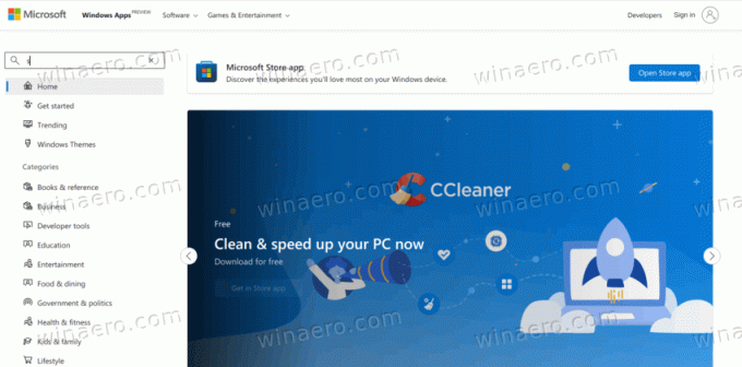 Nova versão web da Microsoft Store