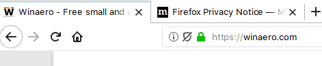 „Firefox“ turinio blokavimo išjungtas skydas