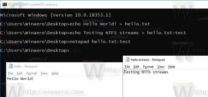 대체 NTFS 스트림 만들기 Windows 10