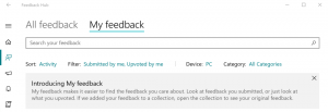 A Feedback Hub alkalmazás frissítést kapott a Fast ring új funkcióival