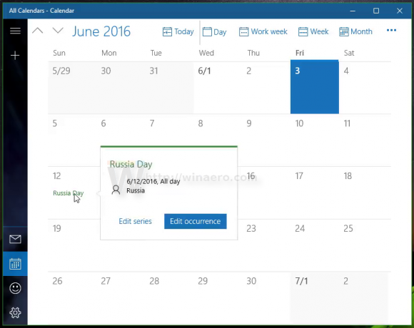 Få Windows 10-kalender til at vise nationale helligdage 1