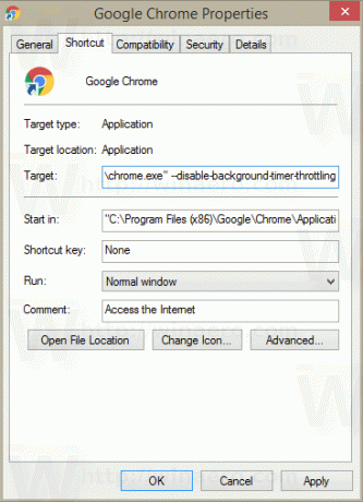 Zakažte omezení karet v prohlížeči Google Chrome pomocí zkratky