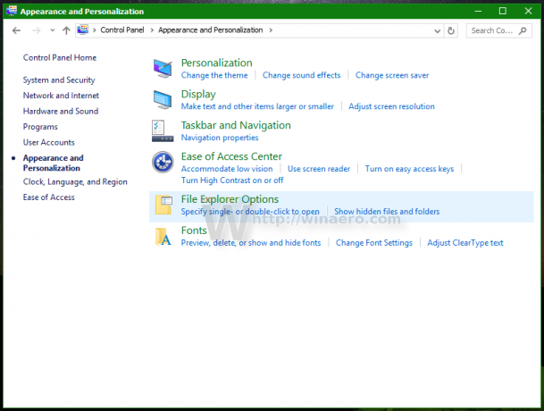 Windows10コントロールパネルのファイルエクスプローラーオプション