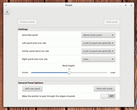 Cinnamon4.0パネルオプション