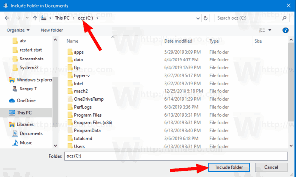 Windows 10 Αναζήτηση για μονάδα δίσκου Προσθήκη στη βιβλιοθήκη