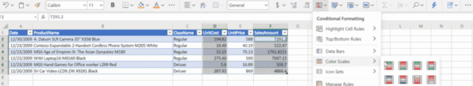 Selezione in linea di Excel