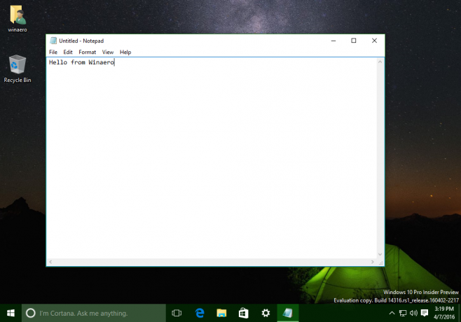Windows 10 prozor bilježnice