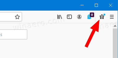 Firefox 70 მენიუ Whats New Toolbar Icon