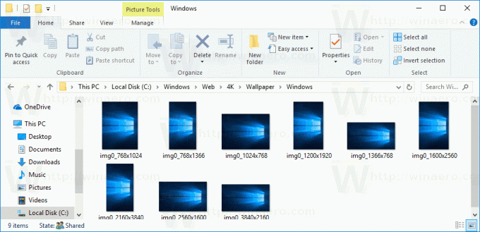Aperçus des miniatures par défaut dans l'explorateur de fichiers sous Windows 10
