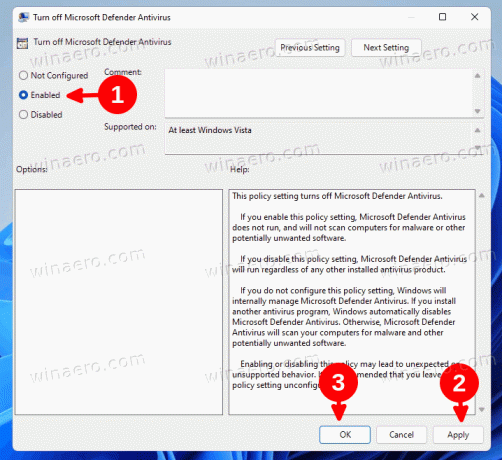 Zakažte Defender ve Windows 11 pomocí Editoru místních zásad skupiny
