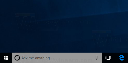 Caseta de căutare Cortana Text semi-transparent