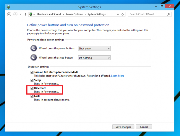προσθήκη μενού έναρξης αδρανοποίησης Windows 10
