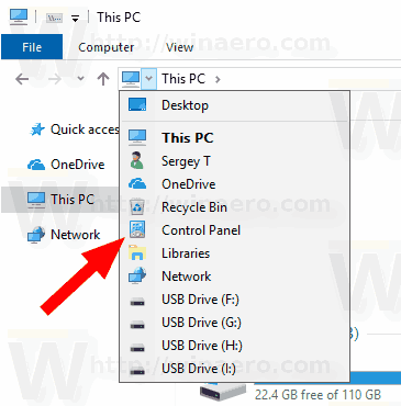 Windows 10 تغيير رمز لوحة التحكم 1
