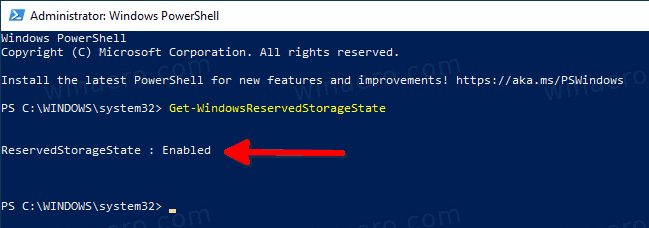 PowerShell Get Reserved Storage State