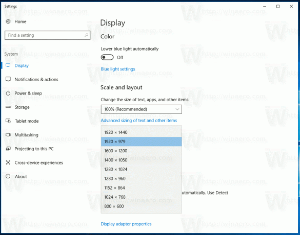 Resolución de pantalla de la actualización de Windows 10 Creators