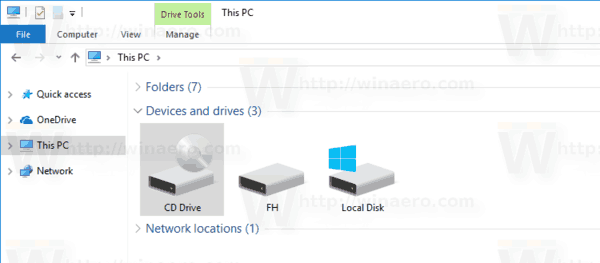 File Explorer Skjul stasjonsbokstaver Windows 10