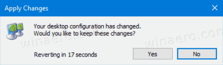 Windows 10 confirme la modification de l'orientation de l'affichage dans NVidia
