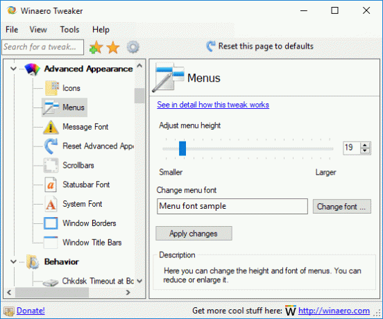 Skift menuer tekststørrelse i Windows 10 Creators Update