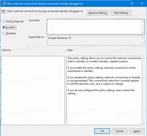 Conectividad de red de Windows 10 en modo de espera GP 3