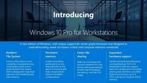 माइक्रोसॉफ्ट ने वर्कस्टेशन के लिए विंडोज 10 प्रो की घोषणा की