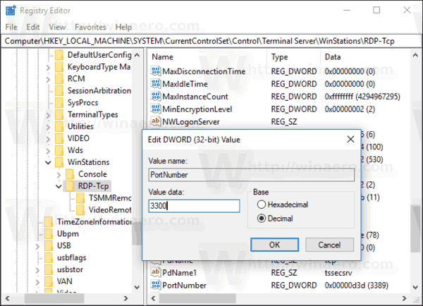 Ändra RDP-port i Windows 10