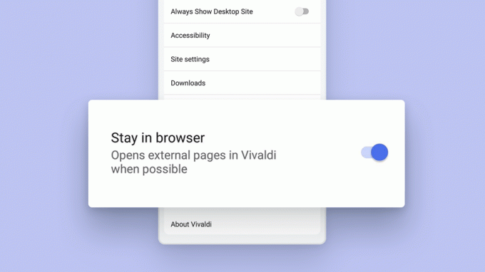 Vivaldi 4.1 Androidille: Pysy selaimessa