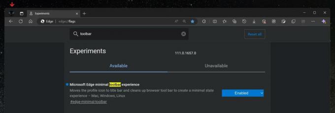 Expérience minimale de la barre d'outils Microsoft Edge