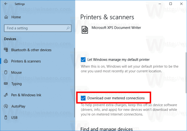 Windows 10 Gerätesoftware über getaktete Verbindung herunterladen