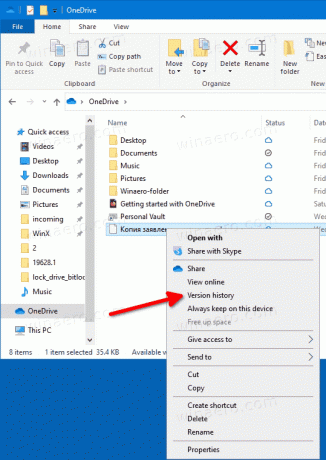 Menu Riwayat File OneDrive Di File Explorer