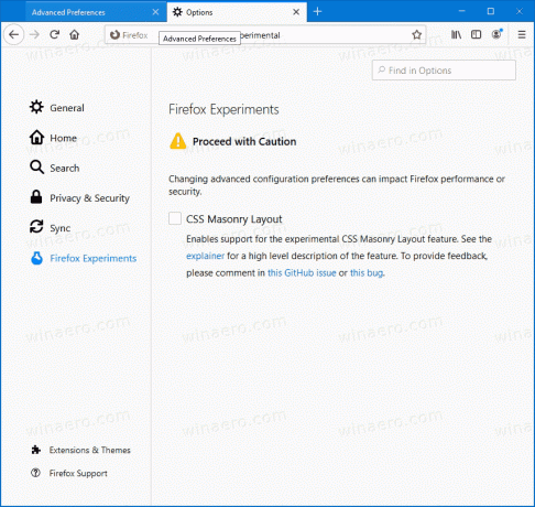 Öppna Firefox-experimentsidan